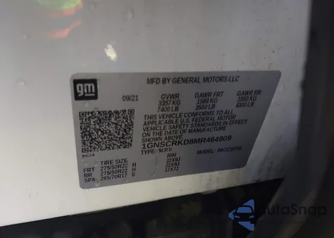 2021 Chevrolet Tahoe 2Wd Rst from USA, damaged, VIN 1GNSCRKD8MR464909